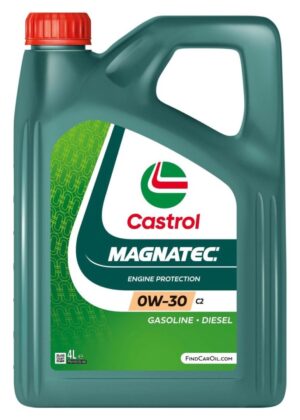 Garrafa de 4 litros de aceite de motor Castrol MAGNATEC 0W-30 C2, con homologación PSA B71 2312.