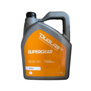 Garrafa de 5 litros de aceite de transmisión 80W-90 SUPERGEAR de Duglas Oil.