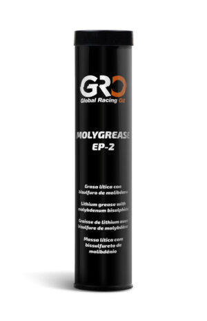Cartucho de 400g de grasa negra GRO Molygrease EP-2, con lubricantes sólidos (MoS2), NLGI 2, para extrema presión y cargas pesadas.