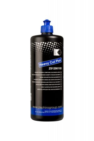 Botella de 1 litro del pulimento de corte base agua Heavy Cut Plus de Zaphiro, sin siliconas.