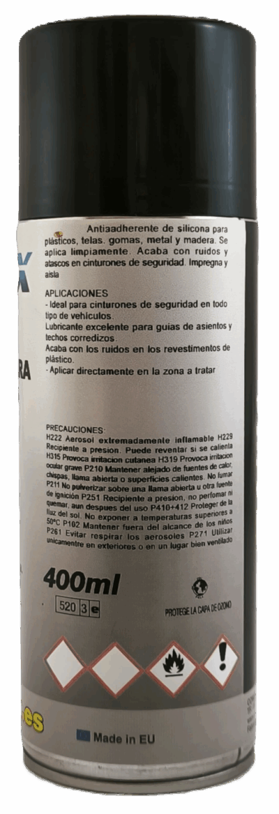 Deslizante para cinturones – 400ml – Antiadherente silicona, elimina ruidos | EMMEX