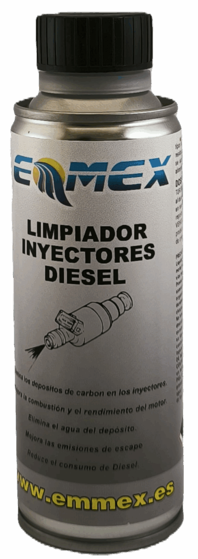 Envase de 250ml del Limpiador de Inyectores Diésel EMMEX, un aditivo de gran eficacia para la limpieza profunda de todo el sistema de alimentación de combustible en motores diésel.