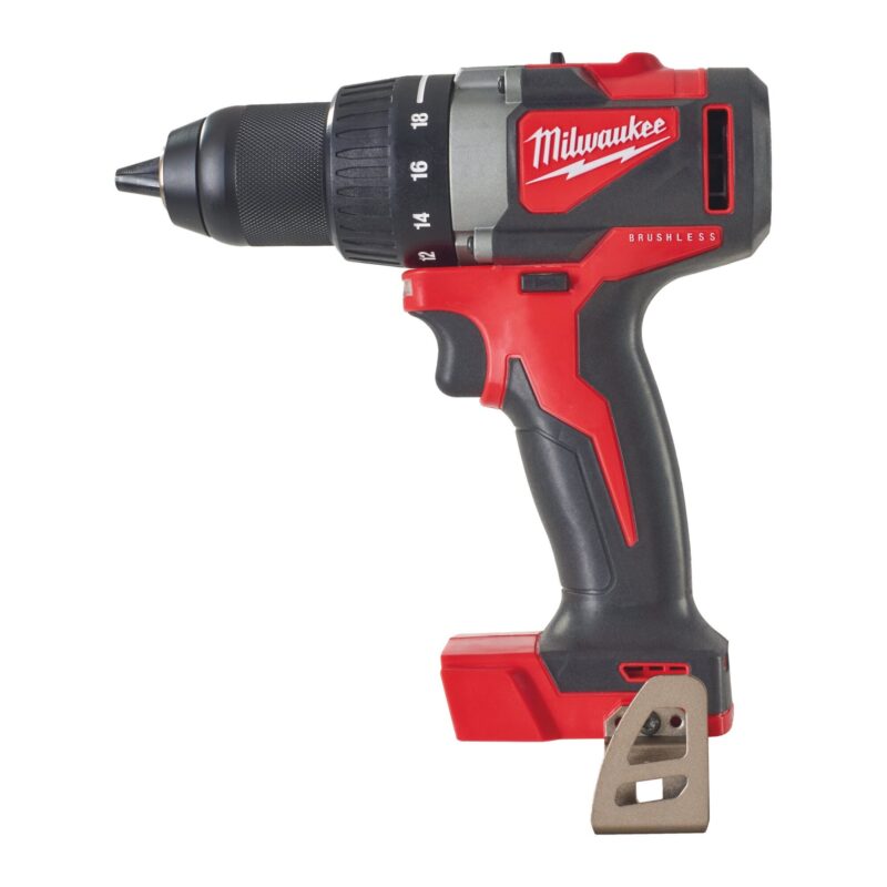 Taladro atornillador compacto sin escobillas M18™ Milwaukee M18 BLDD2-0X, 18V, con 82Nm de par y portabrocas metálico.