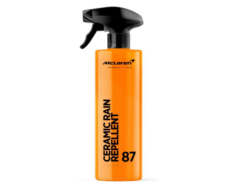 repelente-lluvia-ceramico-mclaren-mcl8251.jpg Botella de repelente de lluvia cerámico McLaren MCL8251 para cristales de coche.