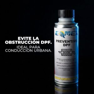 Envase de 250ml del DPF-Ready Tratamiento Preventivo EMMEX, formulado para regenerar y prevenir la obturación del filtro de partículas diésel (DPF/FAP).