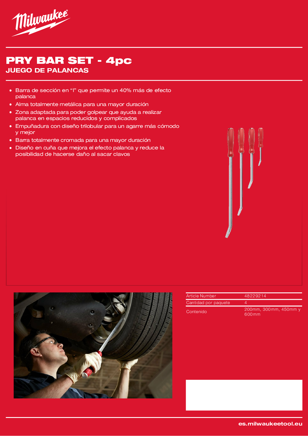 Juego de palancas PRY BAR SET – 4 piezas | Milwaukee