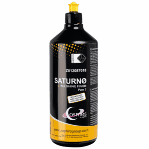 Botella de 1 litro del pulimento de acabado fino Saturno, paso 2 del sistema de pulido COSMOS de Zaphiro.