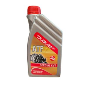 Botella de 1 litro de aceite sintético para transmisión automática CVT de Duglas Oil.