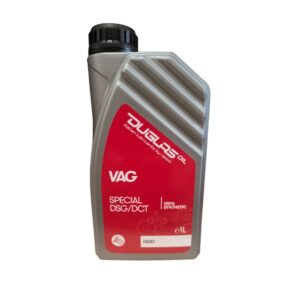 Botella de 1 litro de aceite sintético para transmisión automática de doble embrague (DSG/DCT) de Duglas Oil.