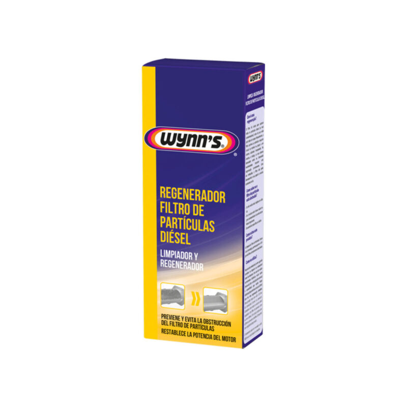 aditivo-regenerador-filtro-particulas-diesel-wynns Botella de 325ml del aditivo regenerador de filtro de partículas diésel (DPF) de la marca Wynn's.