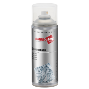 Lata de 400ml del spray de zinc claro para retoques de galvanizado de la marca Ambro-Sol.