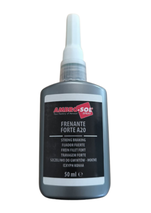 Botella de 50g del fijador de roscas de alta resistencia A20 de color rojo, marca Ambro-Sol