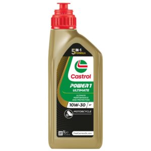 Botella de 1 litro de aceite 100% sintético para moto Castrol POWER1 ULTIMATE 10W-30.