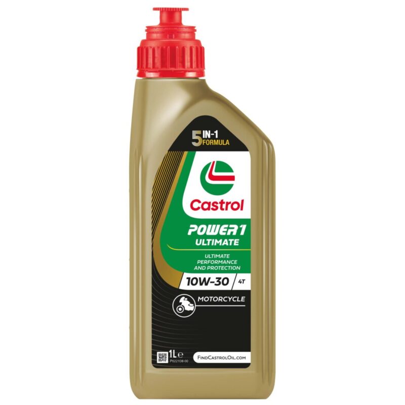 aceite-moto-castrol-power1-ultimate-10w30-1l Botella de 1 litro de aceite 100% sintético para moto Castrol POWER1 ULTIMATE 10W-30.
