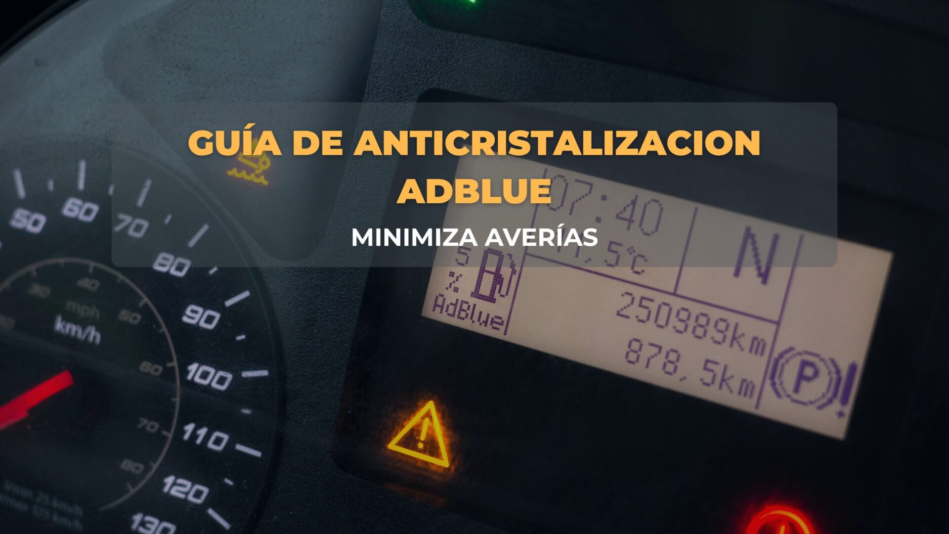 Cuadro de mandos con señal de aviso y de adblue encendidos