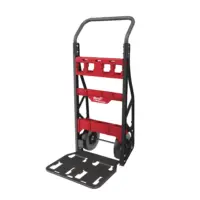 Carro de herramientas industrial de 2 ruedas Milwaukee PACKOUT de alta resistencia con bandeja inferior plegable y perfiles de acero.