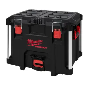 Caja de herramientas extra grande y estanca Milwaukee PACKOUT XL Tool Box con cierres de presión frontales y esquinas reforzadas.