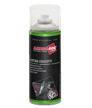 Lata de 400ml del limpia salpicaderos abrillantador con silicona de la marca Ambro-Sol.