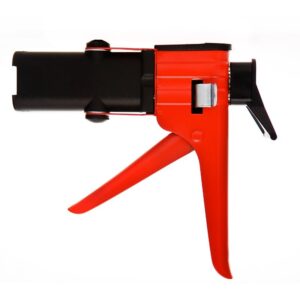 Pistola de aplicación manual de color rojo para cartuchos de adhesivo bicomponente de 50ml.
