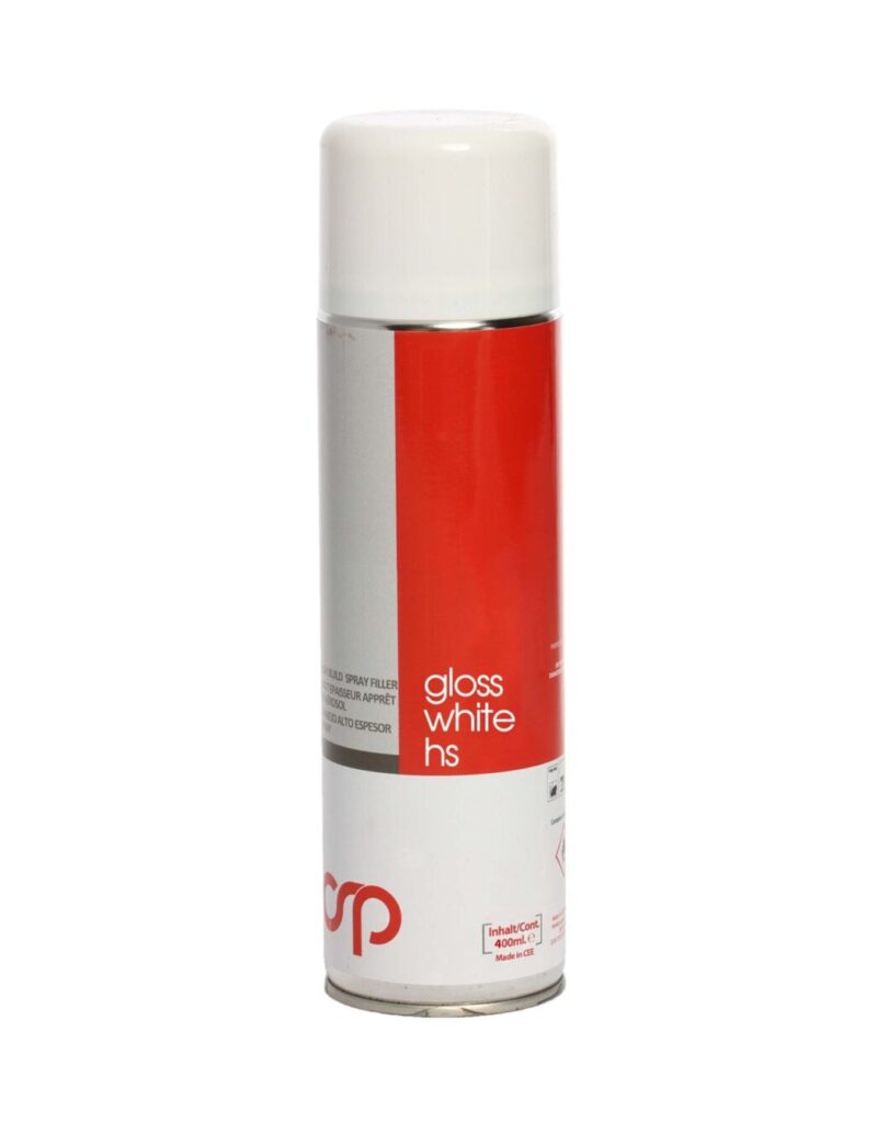 Spray de pintura blanca brillante acrílica de altos sólidos (HS) marca Carsystem.