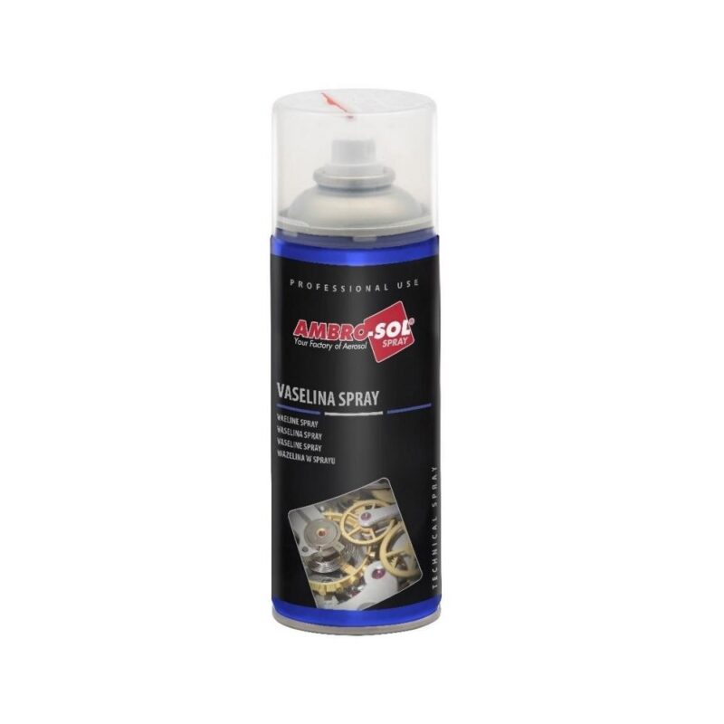 Lata de 400ml de aceite de vaselina en spray de la marca Ambro-Sol, con su cánula de precisión.