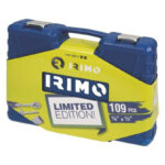Maletín de 109 piezas de llaves de vaso Irimo (Ref. 130-109-4) con herramientas de ¼ y ½ pulgada, abierto mostrando contenido