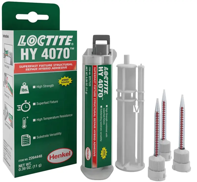 Jeringa de 11g del adhesivo híbrido universal Loctite HY 4070 para uniones rápidas y estructurales.