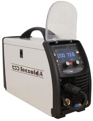 Soldadora inverter Tecsolda MULTIMIG 200 PRO con tecnología PFC y pantalla LCD.