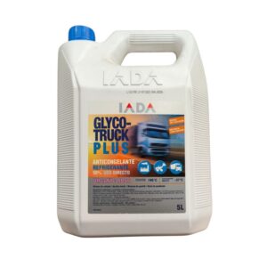 Garrafa de 5 litros de anticongelante orgánico al 50% de color rosa, modelo Glyco-Truck Plus de IADA.