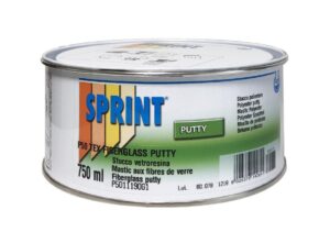 Bote de 750ml de masilla de poliéster con fibra de vidrio P50 TEX marca Sprint.