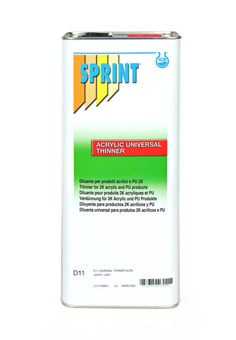 Garrafa de 5 litros de diluyente acrílico de secado lento Sprint D11 para pintura de carrocería.