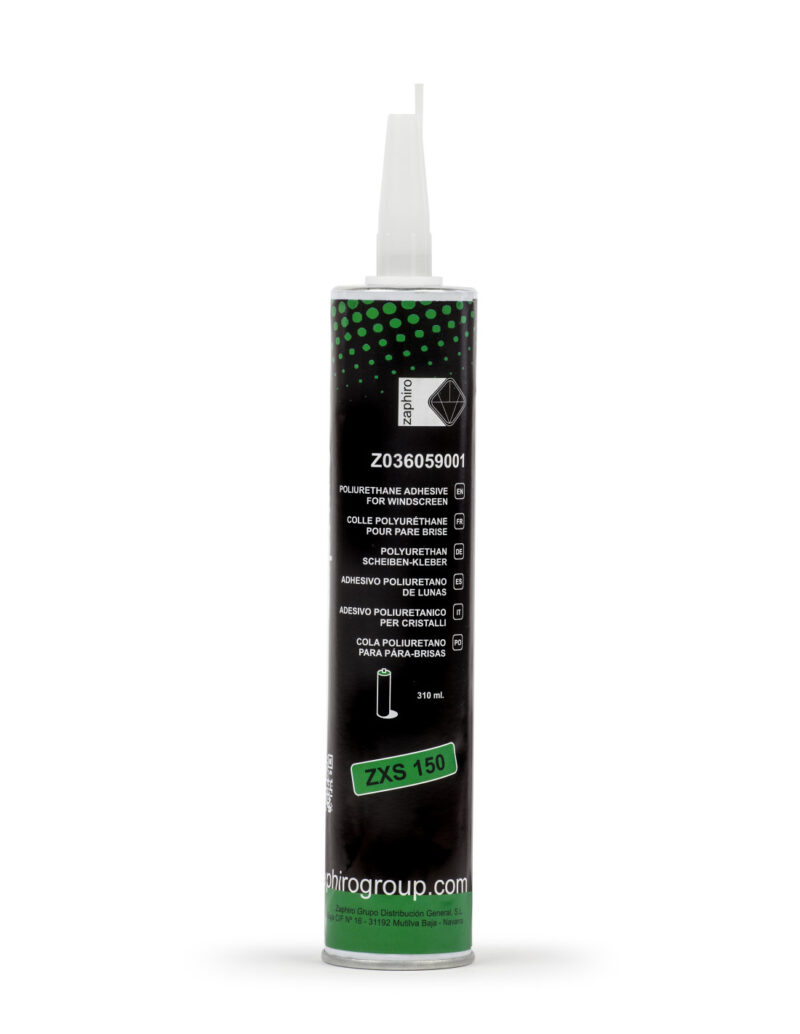 Cartucho de 310ml de adhesivo de poliuretano negro para pegado de lunas de coche.